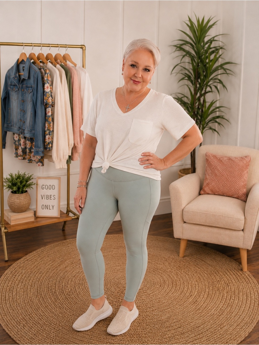 True Craft Women's Size Large Sage Green Athletic Leggings NWOT